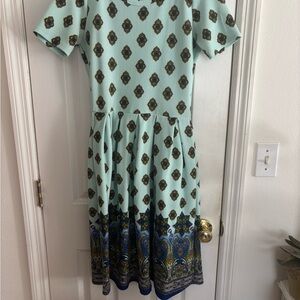 LuLaRoe Mint and Purple Patterned Dress
